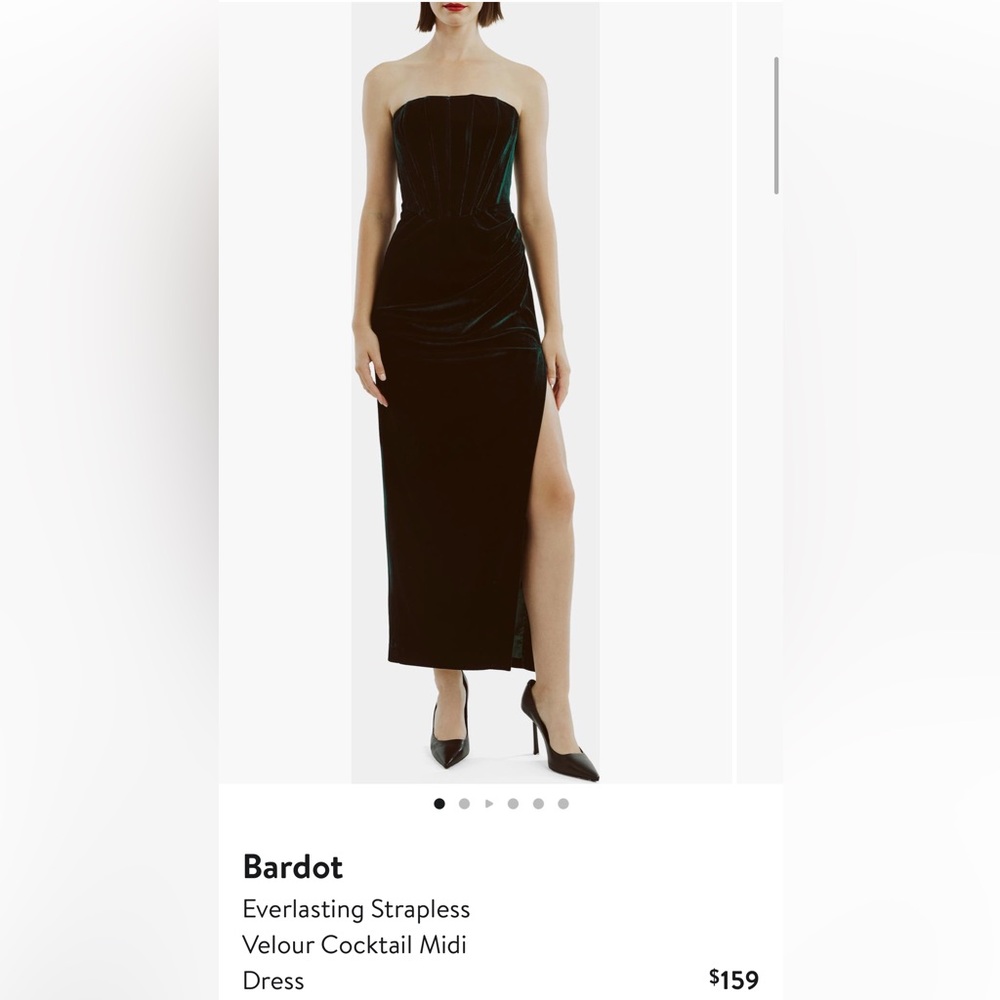 Bardot Strapless Velour Maxi Dress